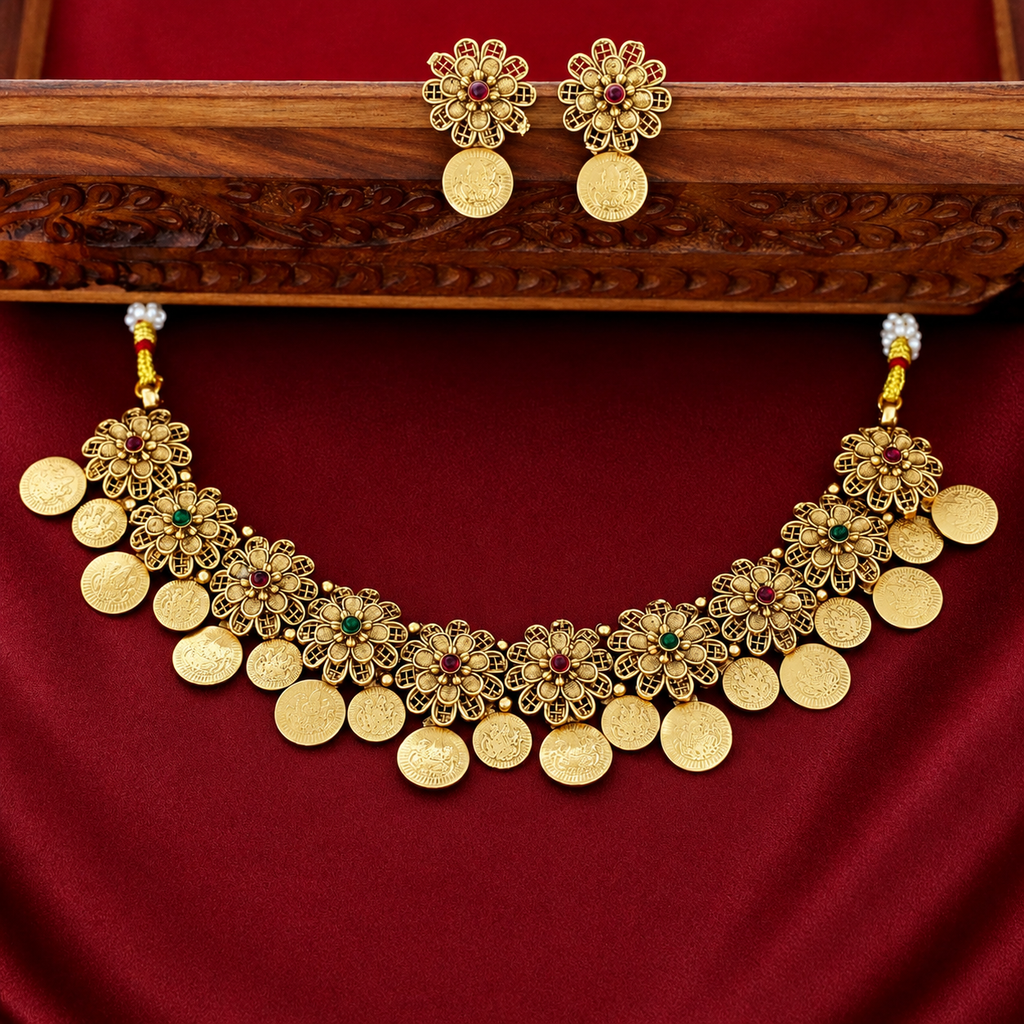 Flower Coin Choker Set
